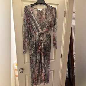 Topshop Pink and Gray Snake Print Long Sleeve Dress size 6 US